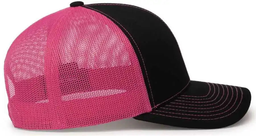 Pacific Headwear 104c Trucker Snapback Cap Black Pink / 7’’ 7 7/8’’
