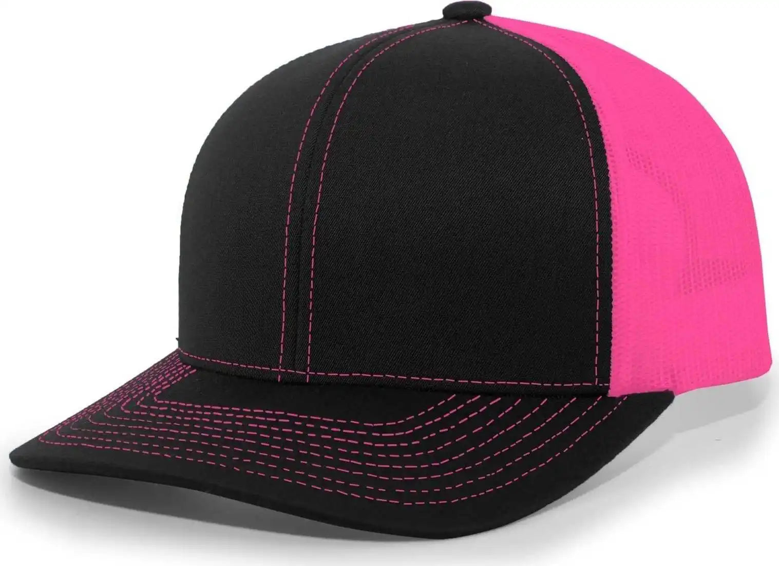 Pacific Headwear 104c Trucker Snapback Cap - Black Pink - 7’’ - 7 7/8’’