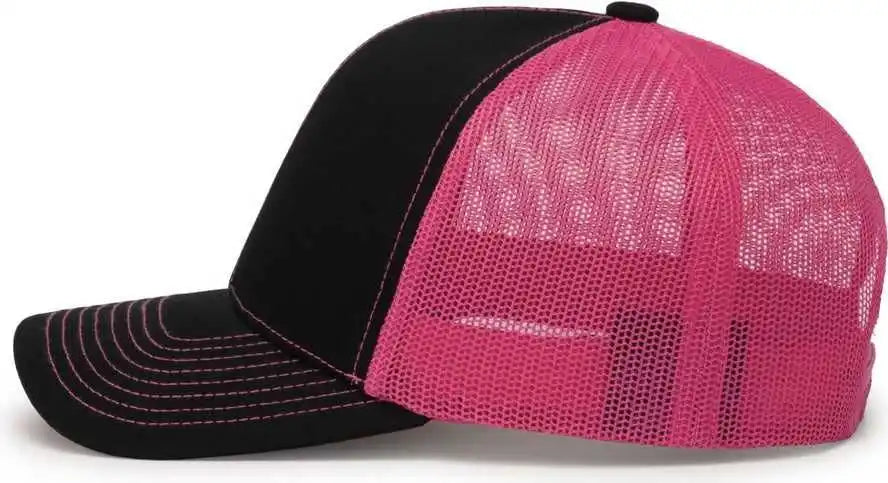 Pacific Headwear 104c Trucker Snapback Cap Black Pink / 7’’ 7 7/8’’