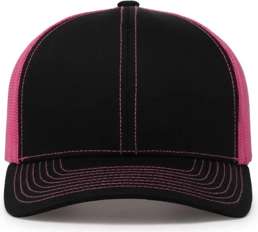 Pacific Headwear 104c Trucker Snapback Cap - Black Pink