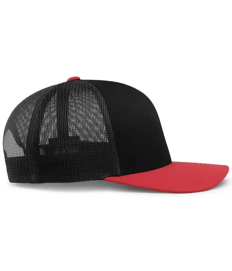 Pacific Headwear 104c Trucker Snapback Cap Black Red / 7’’ 7 7/8’’