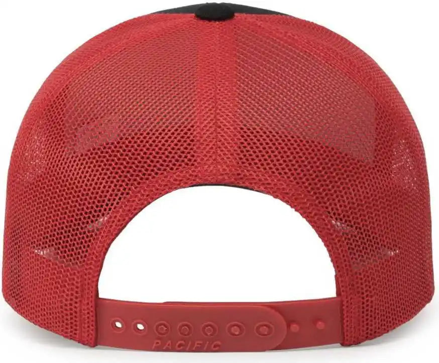 Pacific Headwear 104c Trucker Snapback Cap Black Red / 7’’ 7 7/8’’