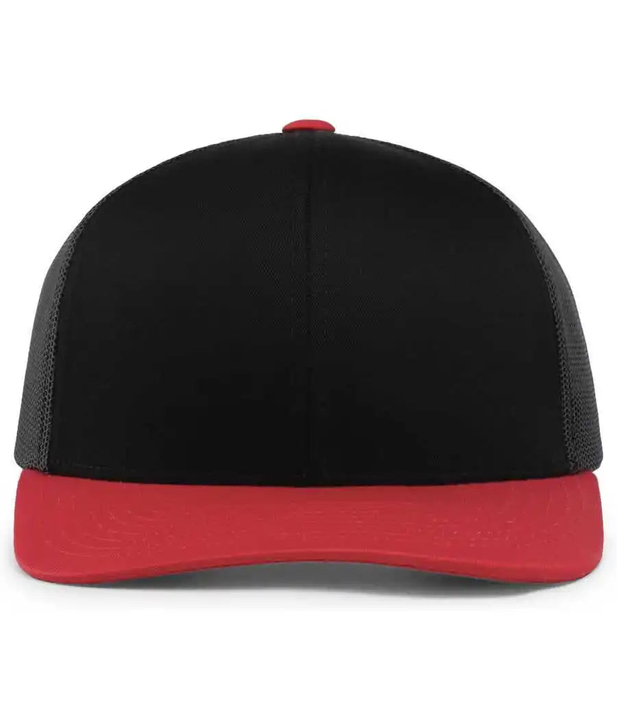 Pacific Headwear 104c Trucker Snapback Cap - Black Red - 7’’ - 7 7/8’’