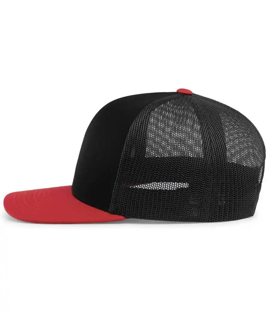 Pacific Headwear 104c Trucker Snapback Cap Black Red / 7’’ 7 7/8’’