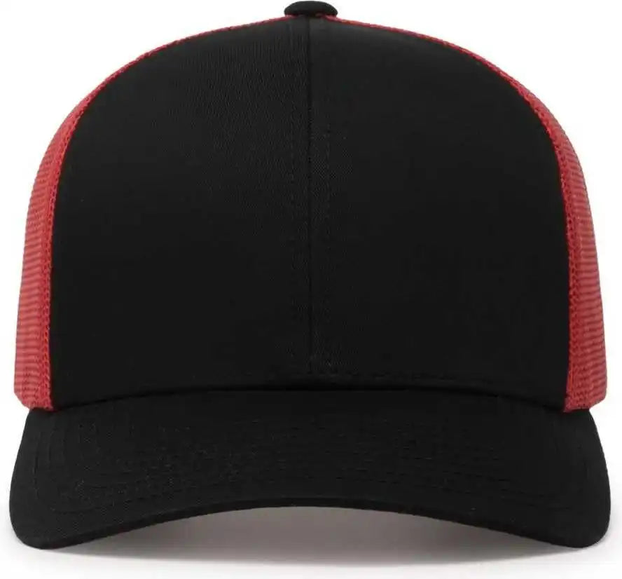 Pacific Headwear 104c Trucker Snapback Cap - Black Red - 7’’ - 7 7/8’’