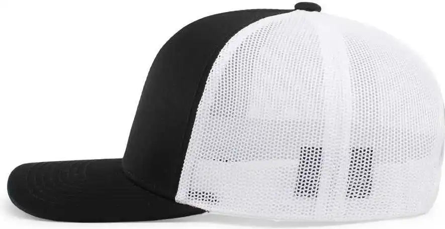 Pacific Headwear 104c Trucker Snapback Cap Black White