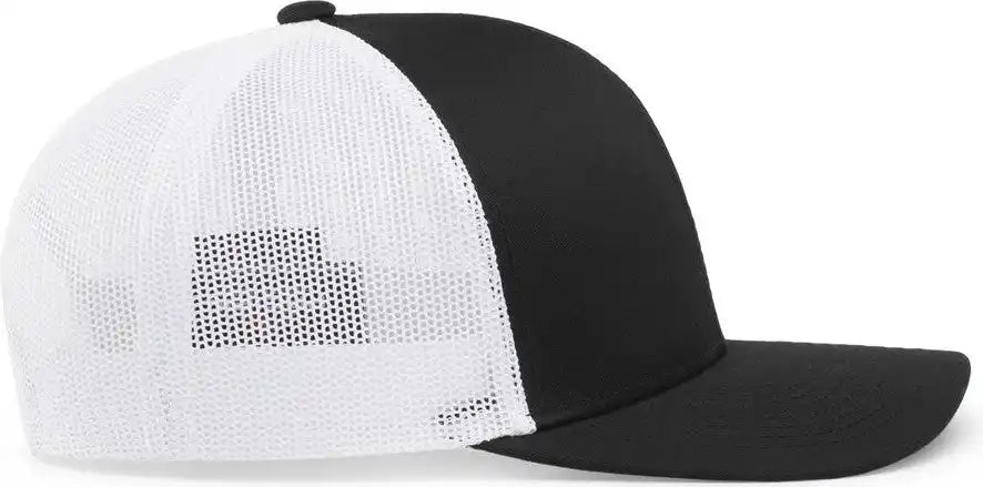 Pacific Headwear 104c Trucker Snapback Cap Black White