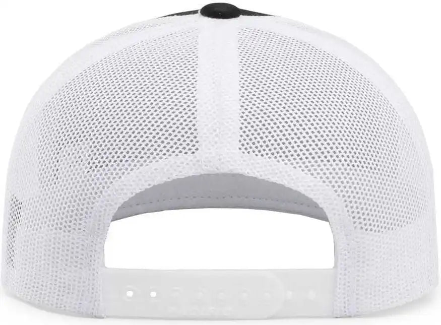 Pacific Headwear 104c Trucker Snapback Cap Black White