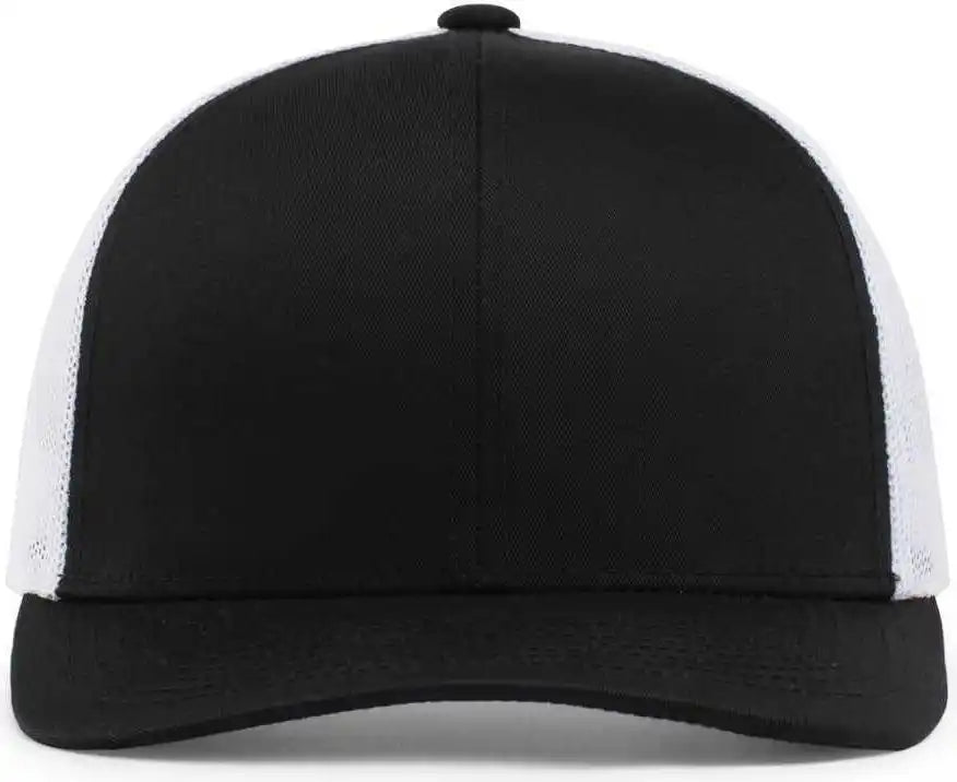 Pacific Headwear 104c Trucker Snapback Cap Black White