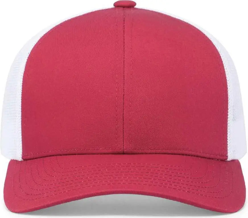 Pacific Headwear 104c Trucker Snapback Cap - Cardinal White
