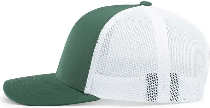 Pacific Headwear 104c Trucker Snapback Cap - Dark Green White