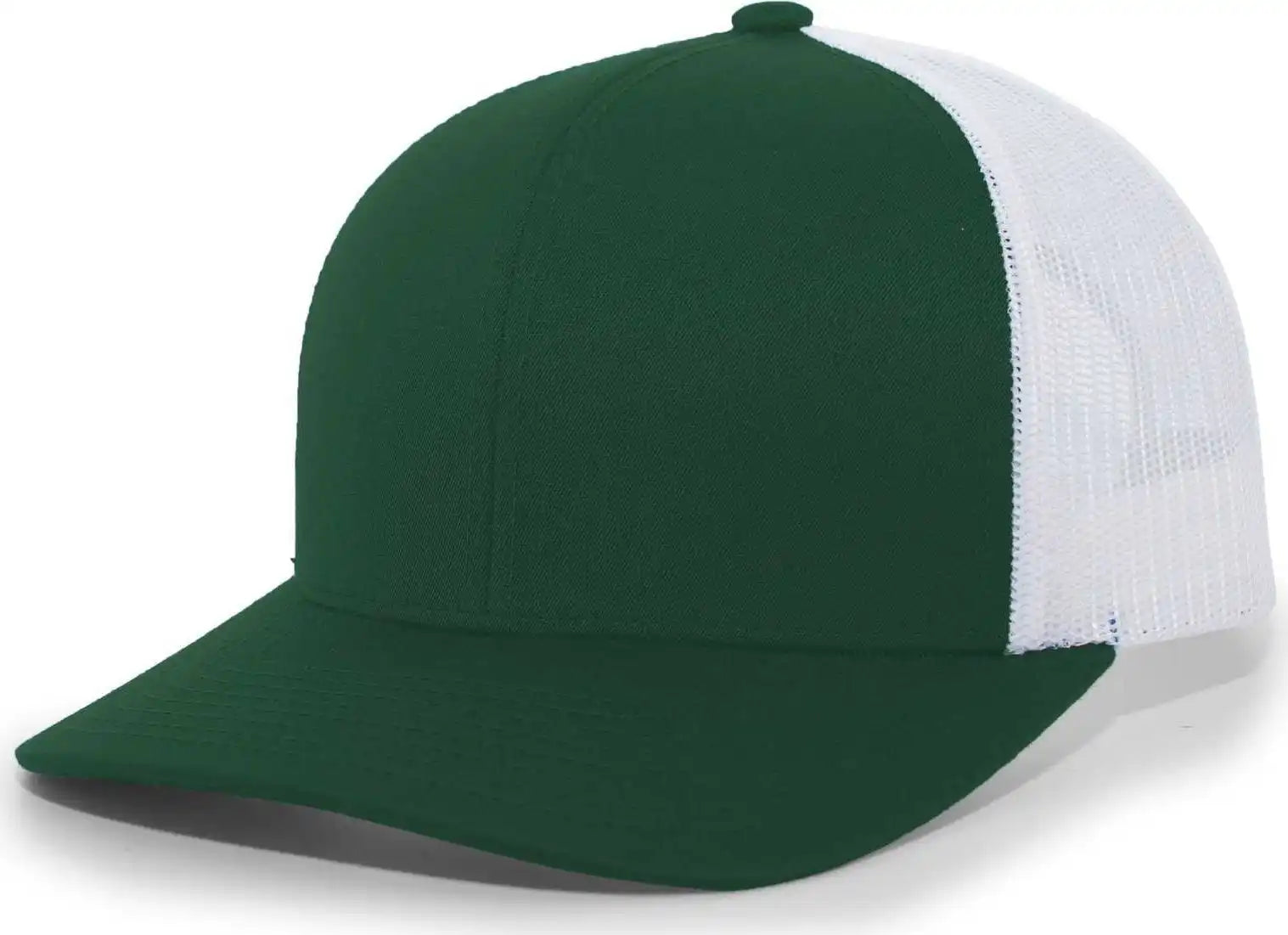 Pacific Headwear 104c Trucker Snapback Cap - Dark Green White - Forest / 7’’ - 7 7/8’’