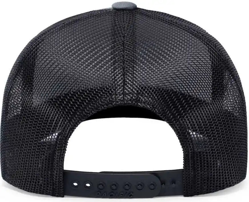 Pacific Headwear 104c Trucker Snapback Cap - Graphite Black - Xl