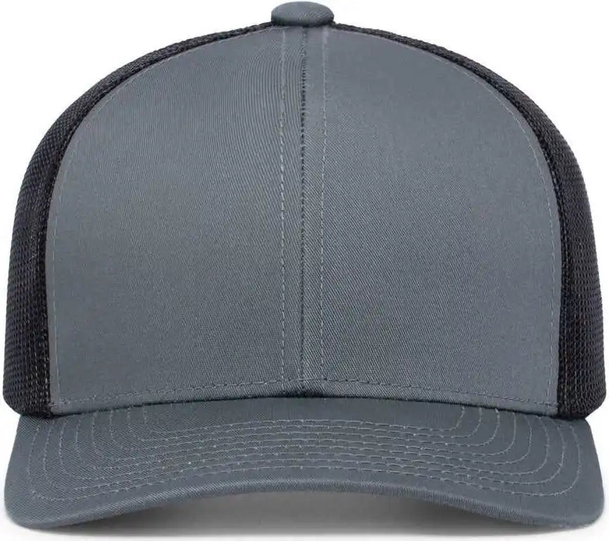 Pacific Headwear 104c Trucker Snapback Cap - Graphite Black - Xl