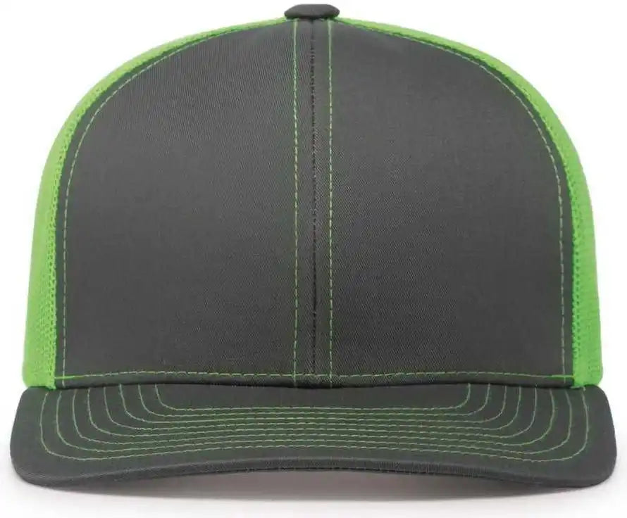 Pacific Headwear 104c Trucker Snapback Cap Graphite Neon Green Dark Gray / 7’’ 7 7/8’’