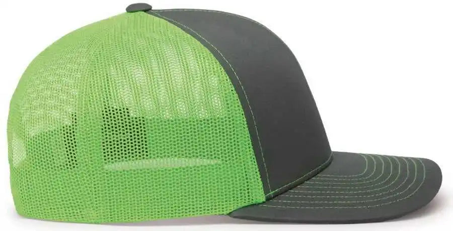 Pacific Headwear 104c Trucker Snapback Cap Graphite Neon Green Dark Gray / 7’’ 7 7/8’’