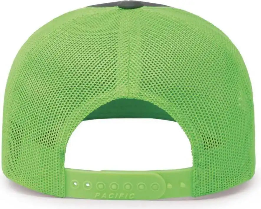 Pacific Headwear 104c Trucker Snapback Cap Graphite Neon Green Dark Gray / 7’’ 7 7/8’’