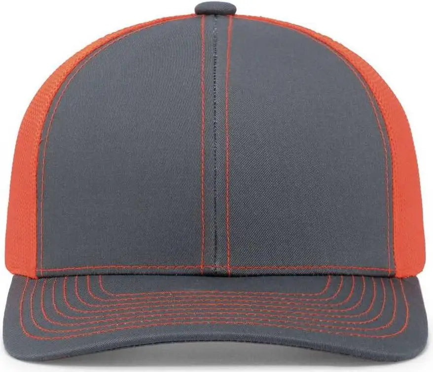 Pacific Headwear 104c Trucker Snapback Cap - Graphite Neon Orange - Dark Gray / 7’’ - 7 7/8’’