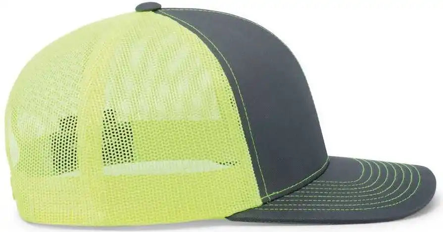 Pacific Headwear 104c Trucker Snapback Cap Graphite Neon Yellow / 7’’ 7 7/8’’