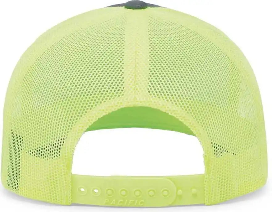 Pacific Headwear 104c Trucker Snapback Cap Graphite Neon Yellow / 7’’ 7 7/8’’