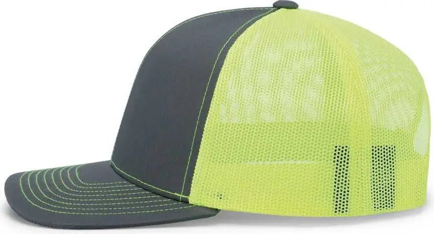 Pacific Headwear 104c Trucker Snapback Cap - Graphite Neon Yellow - 7’’ - 7 7/8’’