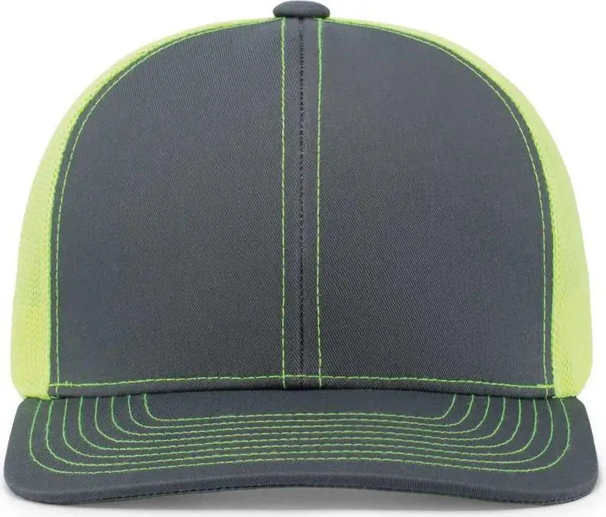 Pacific Headwear 104c Trucker Snapback Cap - Graphite Neon Yellow - 7’’ - 7 7/8’’