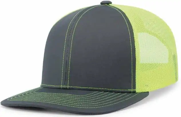 Pacific Headwear 104c Trucker Snapback Cap - Graphite Neon Yellow - 7’’ - 7 7/8’’