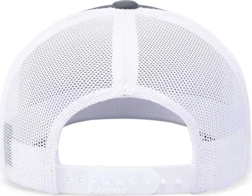 Pacific Headwear 104c Trucker Snapback Cap - Graphite White