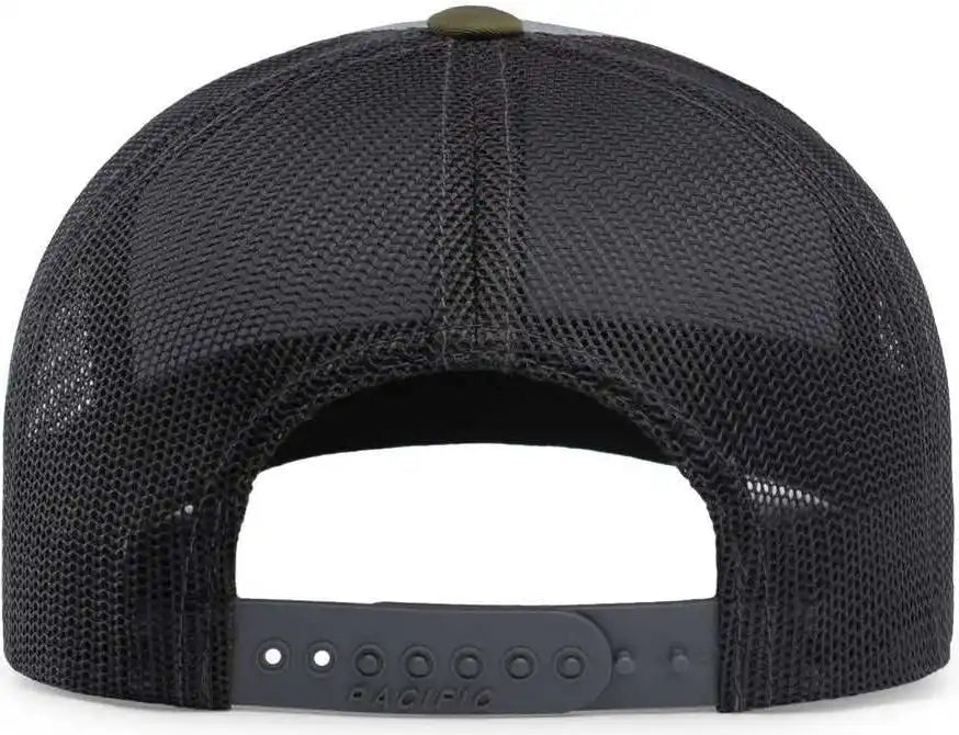 Pacific Headwear 104c Trucker Snapback Cap Heather Grey Lt Charcoal Moss Green / 7’’ 7 7/8’’