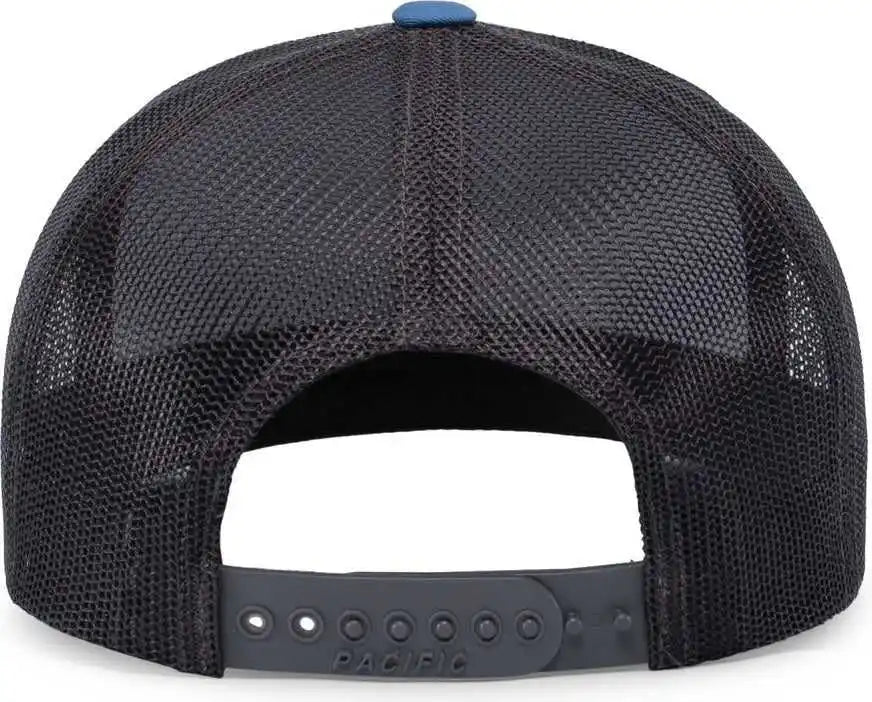 Pacific Headwear 104c Trucker Snapback Cap Heather Grey Lt Charcoal Ocean Blue / 7’’ 7 7/8’’