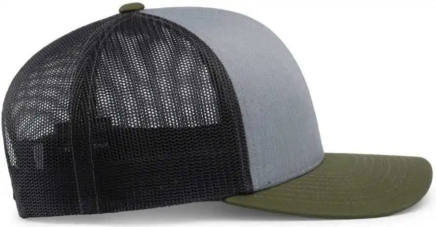 Pacific Headwear 104c Trucker Snapback Cap Heather Grey Lt Charcoal Moss Green / 7’’ 7 7/8’’