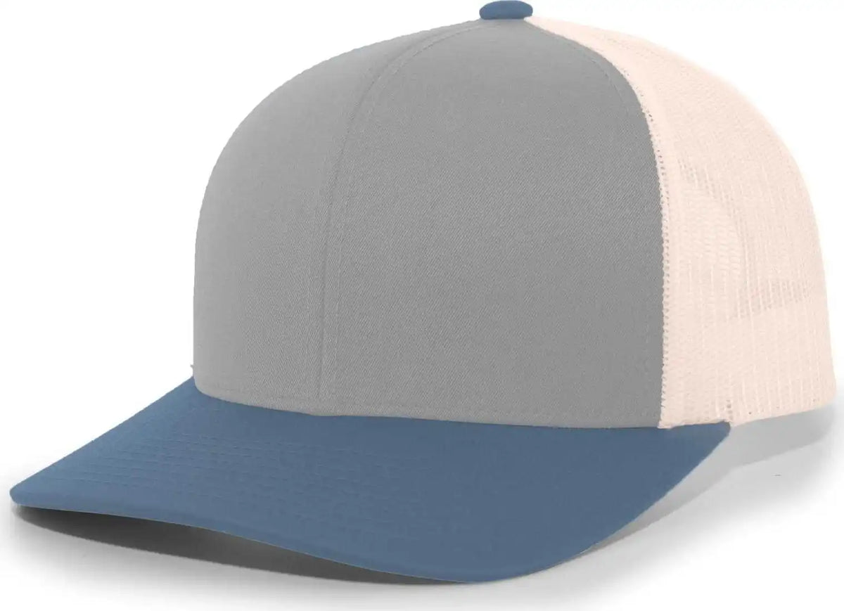 Pacific Headwear 104c Trucker Snapback Cap Heather Grey Ocean Blue Beige Gray Ivory / 7’’ 7 7/8’’