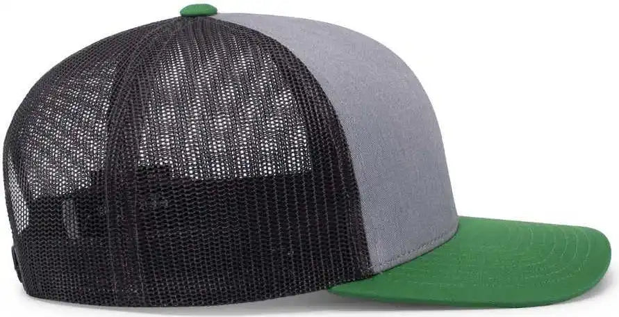 Pacific Headwear 104c Trucker Snapback Cap Heathergrey Ltcharcoal Green Gray Dark / 7’’ 7 7/8’’