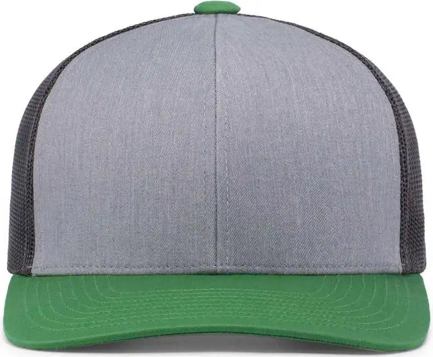 Pacific Headwear 104c Trucker Snapback Cap Heathergrey Ltcharcoal Green Gray Dark / 7’’ 7 7/8’’