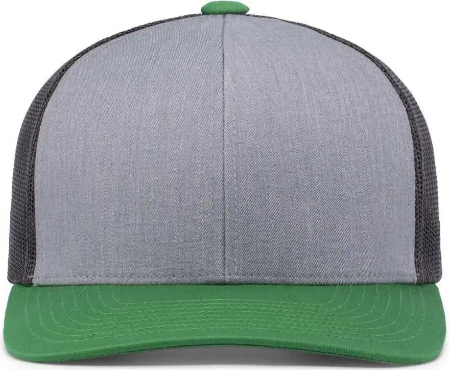 Pacific Headwear 104c Trucker Snapback Cap - Heathergrey Ltcharcoal Green - Gray Dark / 7’’ - 7 7/8’’
