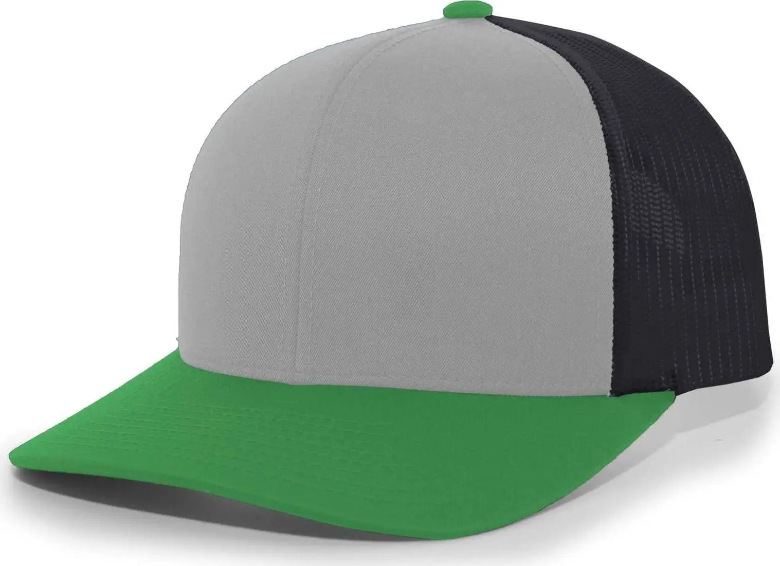 Pacific Headwear 104c Trucker Snapback Cap - Heathergrey Ltcharcoal Green - Gray Dark / 7’’ - 7 7/8’’
