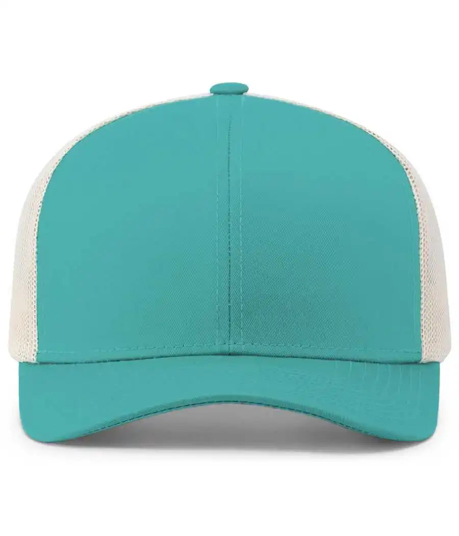 Pacific Headwear 104c Trucker Snapback Cap - Jaguar Teal Beige - Green Ivory / 7’’ - 7 7/8’’