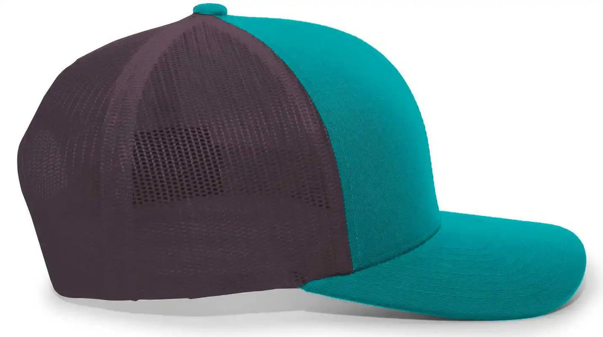 Pacific Headwear 104c Trucker Snapback Cap - Jaguar Teal Lt Charcoal - 7’’ - 7 7/8’’