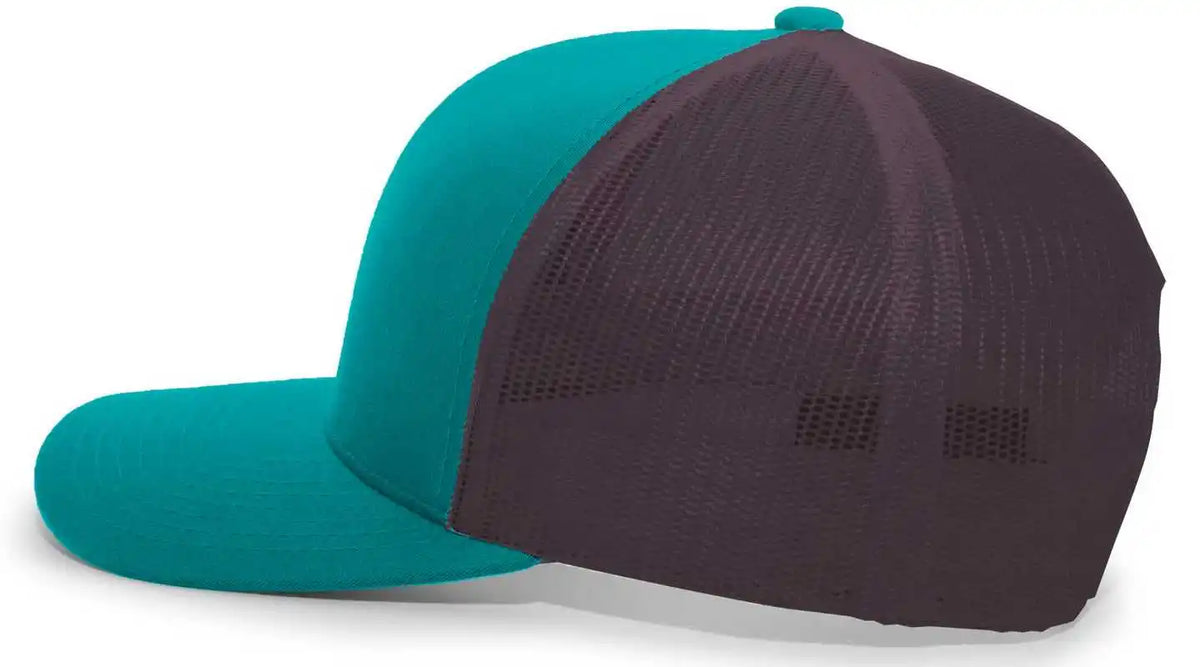 Pacific Headwear 104c Trucker Snapback Cap - Jaguar Teal Lt Charcoal - 7’’ - 7 7/8’’