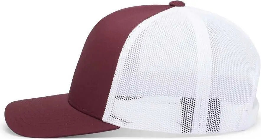 Pacific Headwear 104c Trucker Snapback Cap - Maroon White - 7’’ - 7 7/8’’