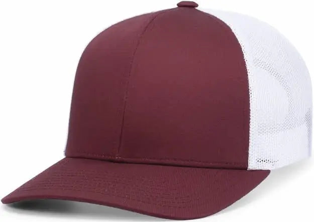 Pacific Headwear 104c Trucker Snapback Cap - Maroon White
