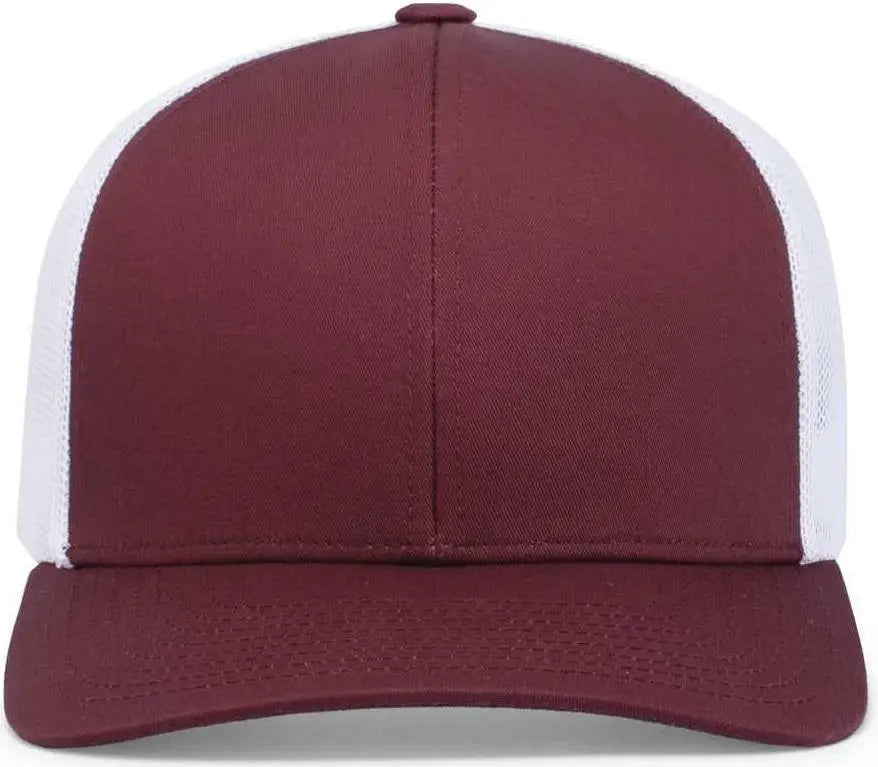 Pacific Headwear 104c Trucker Snapback Cap - Maroon White