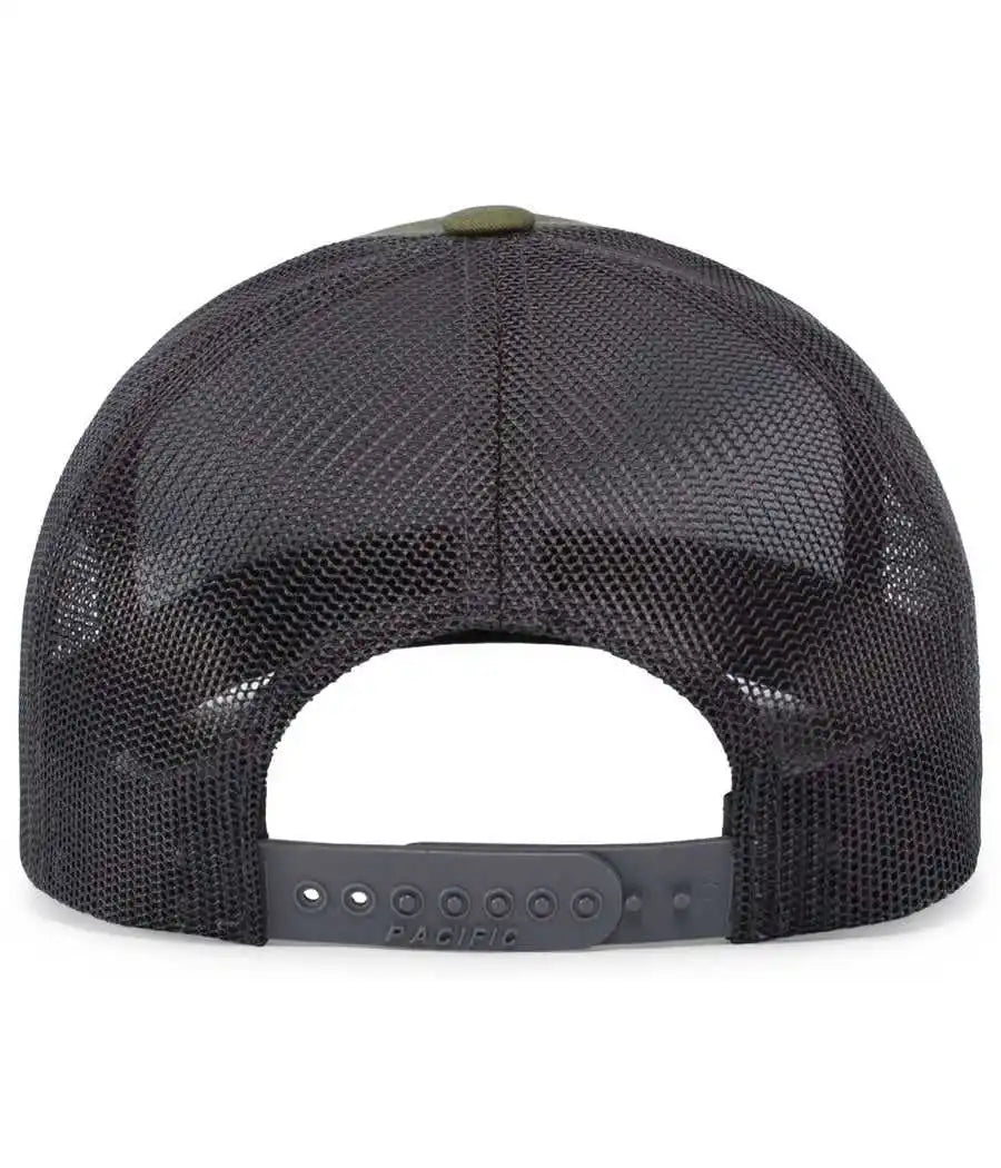 Pacific Headwear 104c Trucker Snapback Cap Moss Green Lt Charcoal / 7’’ 7 7/8’’
