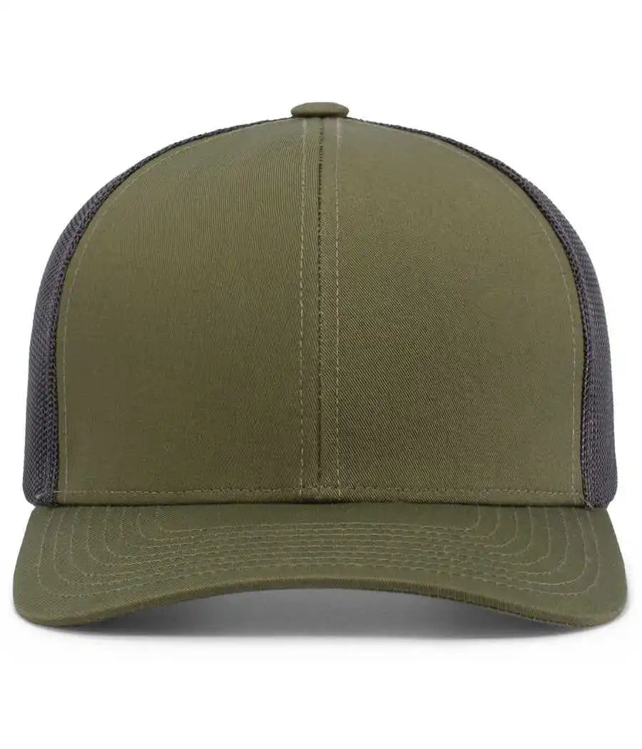 Pacific Headwear 104c Trucker Snapback Cap Moss Green Lt Charcoal / 7’’ 7 7/8’’