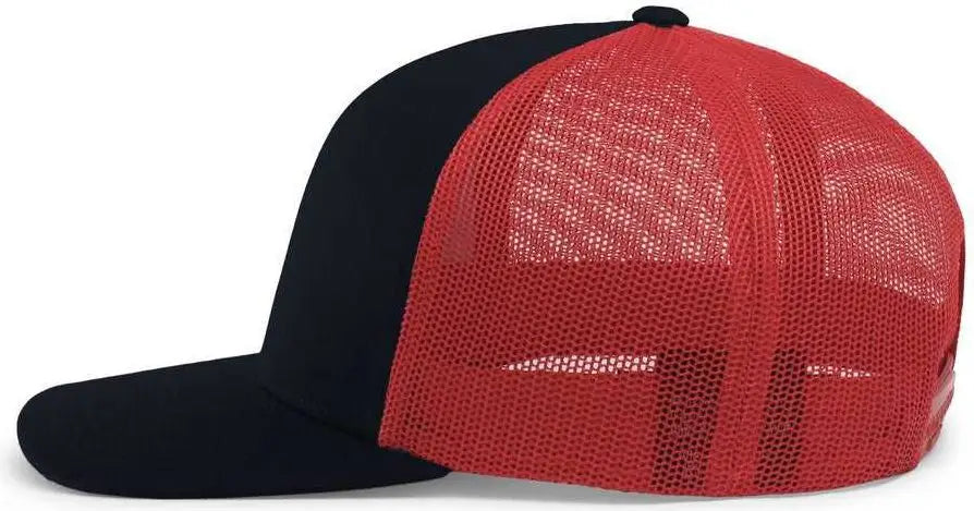 Pacific Headwear 104c Trucker Snapback Cap - Navy Red - 7’’ - 7 7/8’’