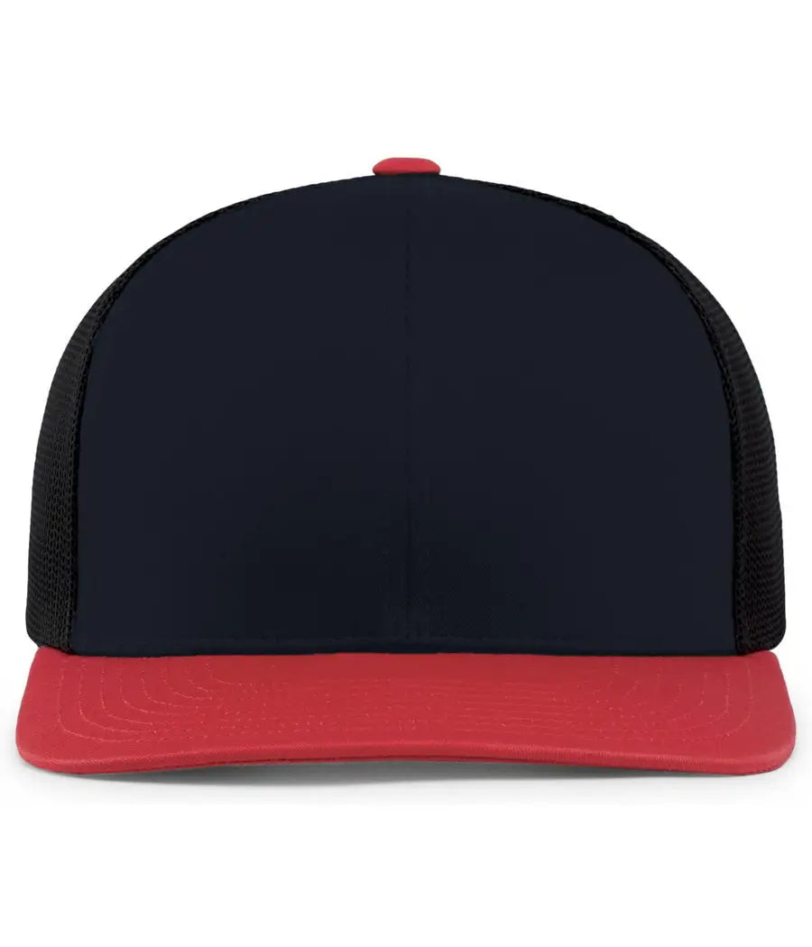 Pacific Headwear 104c Trucker Snapback Cap - Navy Red - 7’’ - 7 7/8’’