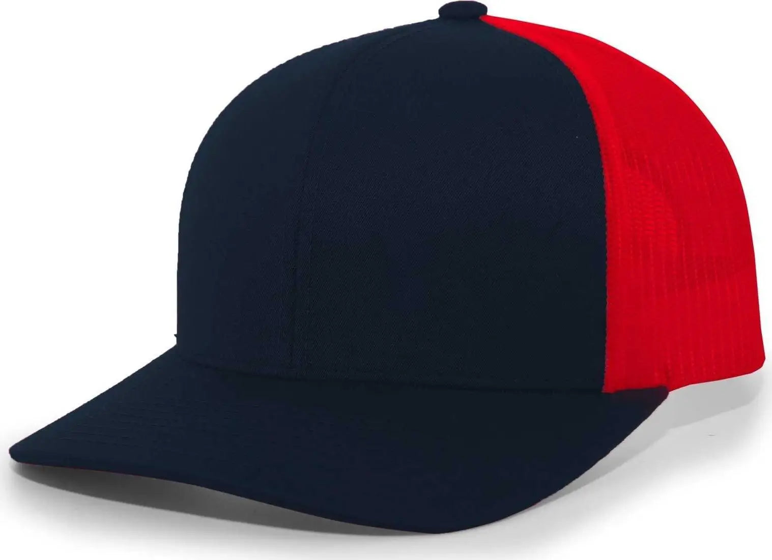 Pacific Headwear 104c Trucker Snapback Cap - Navy Red