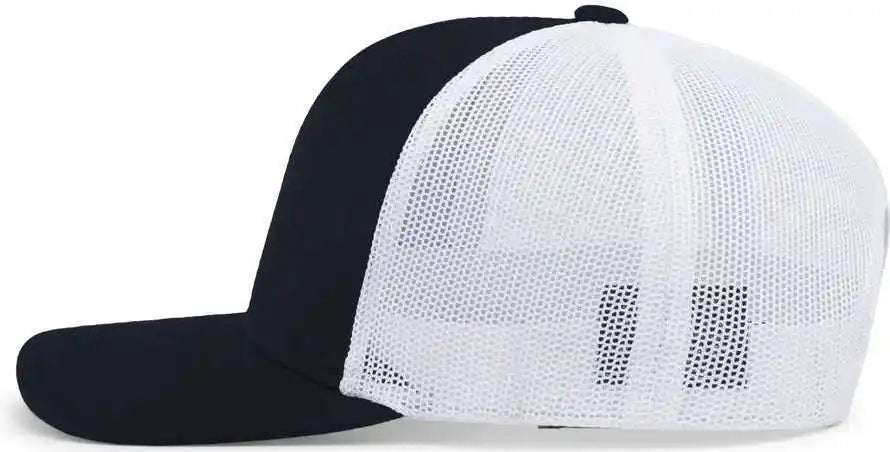 Pacific Headwear 104c Trucker Snapback Cap Navy White