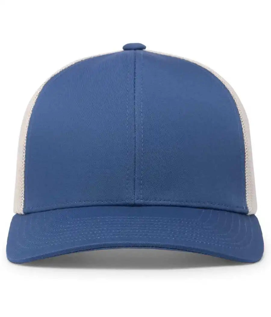 Pacific Headwear 104c Trucker Snapback Cap - Ocean Blue Beige - Navy Ivory / 7’’ - 7 7/8’’