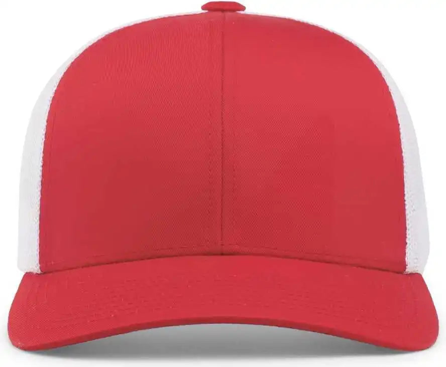 Pacific Headwear 104c Trucker Snapback Cap - Red White